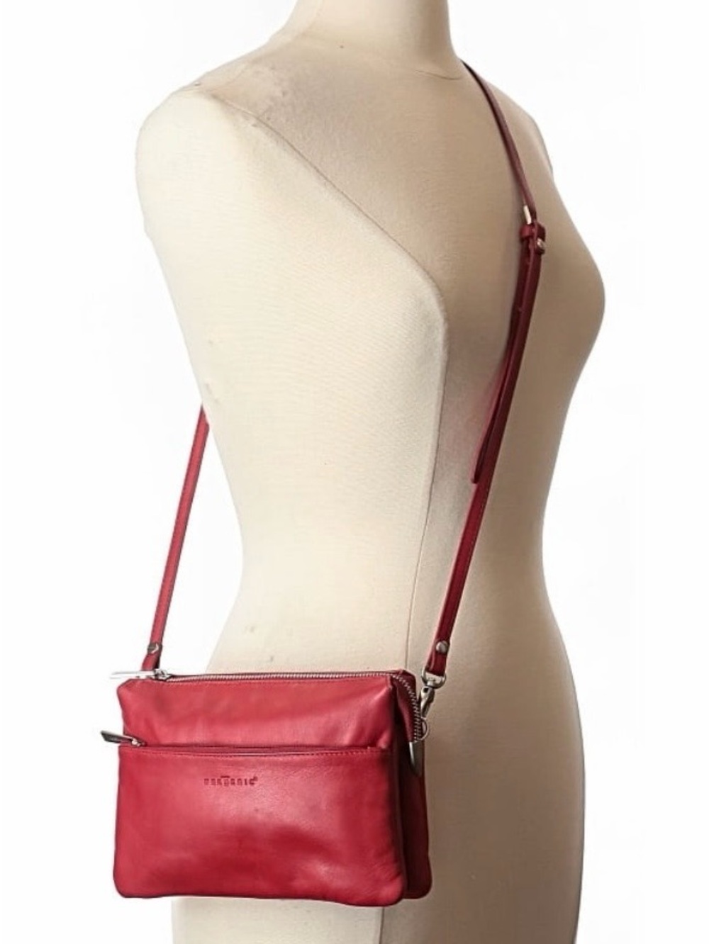 Frederic T Paris Red Leather Crossbody Bag Made in France w/ Dust Bag